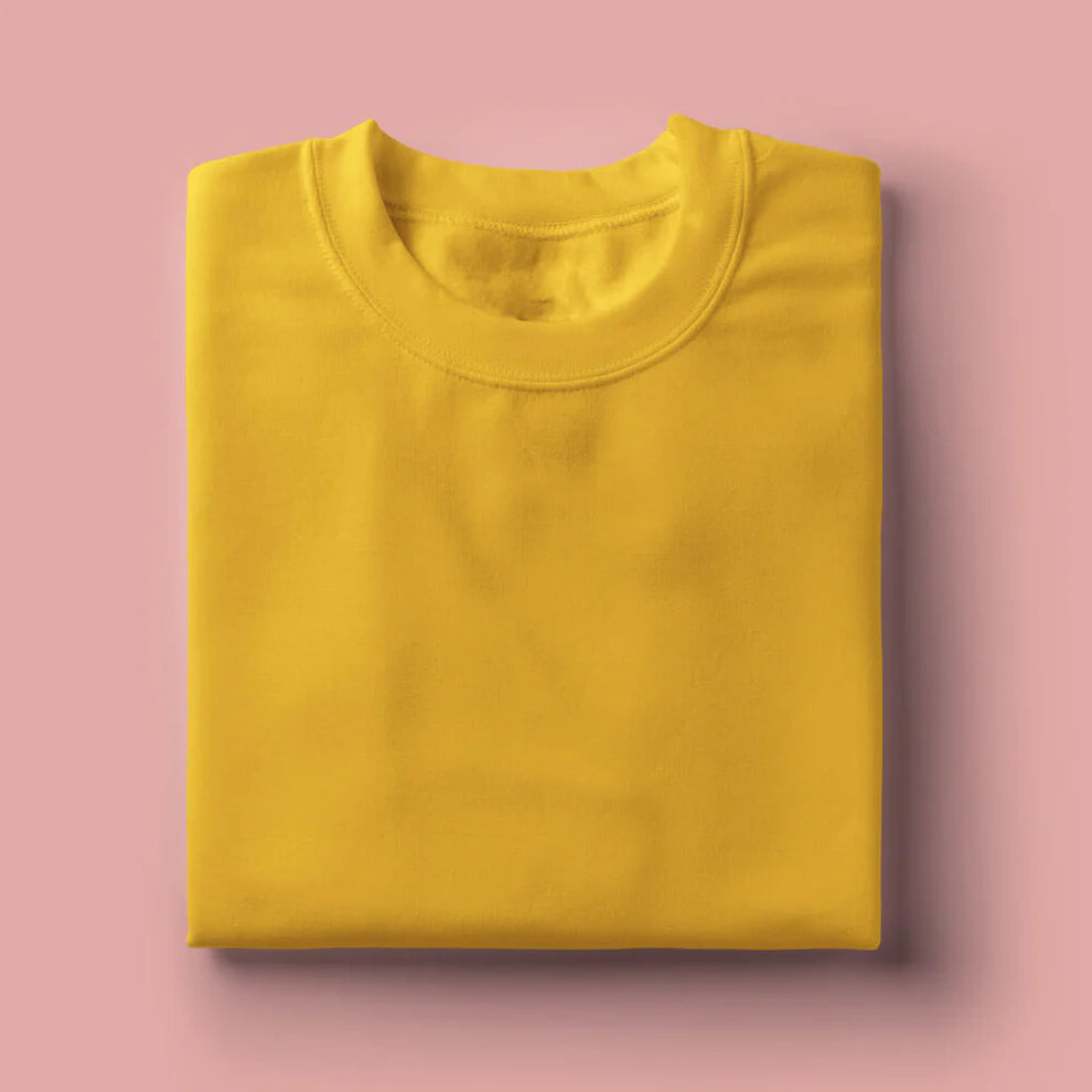 Solid: Yellow Round Neck T-Shirt